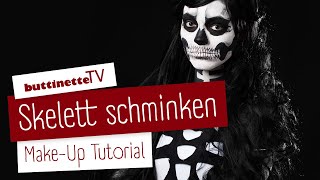 Skelett schminken  Tutorial  buttinette TV MAKEUP TUTORIAL [upl. by Nnawaj]