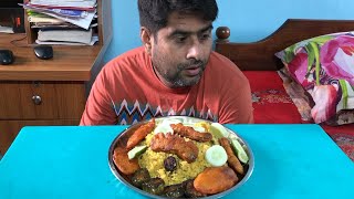 EATING VEGETABLE VONA KHICHURI WITH BEGUNI  PAKURA [upl. by Amoritta]