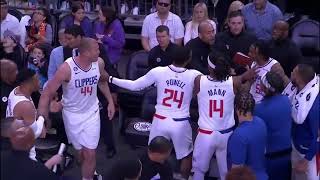 Mason Plumlee amp Bones Hyland GET INTO IT on the Clippers bench 😳  NBA on ESPN [upl. by Dnumde128]