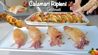 CALAMARI RIPIENI GRATINATI 🦑 ricetta facile e veloce 🦑 Tutto a freddo [upl. by Kevyn]