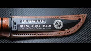 79 Custom Engraved KaBar USMC Knife  Commemorate your service or achievement [upl. by Fairfield508]