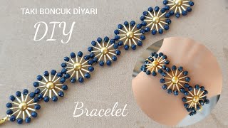 Yeni başlayanlar için kolay boru boncuk bileklik yapımı  Easy bugle bracelet making for beginners [upl. by Krystal]