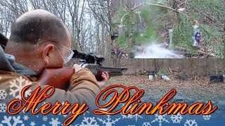 Merry plinkmas Plinking with Sumatra 2500 22 lever action pellet rifle [upl. by Leirraj]