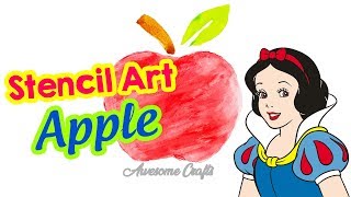 Easy Simple Stencil Art for Kids Painting Apple [upl. by Initsed]