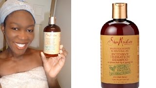 Shea Moisture Manuka Honey amp Mafura Oil Intensive Hydration Shampoo Review [upl. by Ahsitneuq]