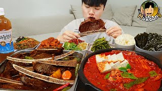 ASMR MUKBANG 집밥 직접 만든 김치찌개 대왕 소갈비찜 잡채 먹방 amp 레시피 Galbijjim Korean Home Meal EATING REAL SOUND [upl. by Nala]