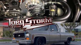 Supercharger Torq Storm Supercharger install on 1974 C10 Squarebody [upl. by Olegnaed228]