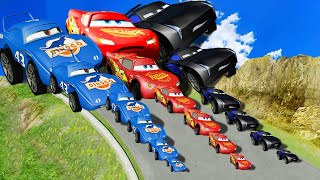 Big amp Small Lightning McQueen VS Big amp Small King Dinoco Vs Big amp Small Jackson Storm  BeamNG [upl. by Inavihs]