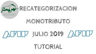 RECATEGORIZACION MONOTRIBUTO Julio 2019  Cómo recategorizarme AFIP Instructivo Paso a Paso [upl. by Hafinah]