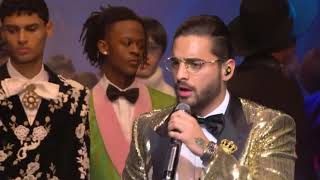 Maluma  Corazon y Felices los 4 en el Dolce amp Gabanna Fall Winter 20182019 Mens Fashion Show [upl. by Eseenaj709]