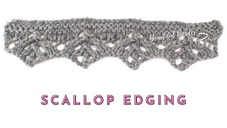 How to Knit the Scallop Edging  Lace Knitting Border [upl. by Maidie]