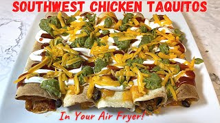 Southwest Chicken Taquitos  Air Fryer Rolled Chicken Tacos  Air Fryer Recipes [upl. by Irtimed231]