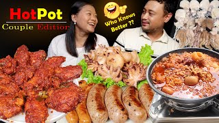 Eating Hot amp Spicy Chicken Wings with Spicy Noodles amp Octopus Sea Food Mukbang Couple Edition😍 [upl. by Alel]