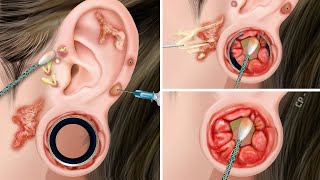 ASMR The best Earwax Care and Treatment ear piercing cleaning earwax plaque [upl. by Neomah440]