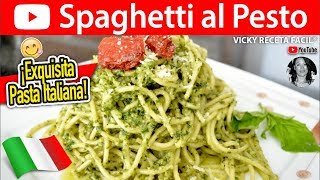 SPAGHETTI AL PESTO  VickyRecetaFacil [upl. by Earezed995]