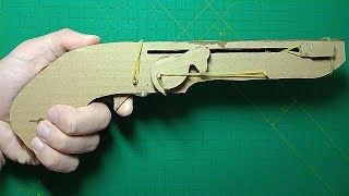 【DIY】Flintlock Pistol Musket From Cardboard  Rubber Band Slingshot musket [upl. by Jabe]