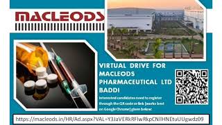 Virtual Drive ITIDiplomaBscAny GraduateBpharmMpharm AT Macleods Pharmaceuticals pharmajob [upl. by Adnyc433]