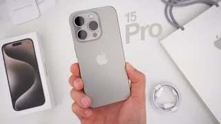 iPhone 15 Pro Unboxing HandsOn amp First Impressions Natural Titanium [upl. by Athallia788]