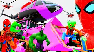 Ô Tô Máy Xúc Máy Bay Giải Cứu Siêu Nhân Khổng Lồ Bắn Súng Gta V Spiderman New Cars  a ô tô [upl. by Lemhaj]