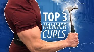 TOP 3 HAMMER CURLS  BicepBrachialis Development [upl. by Ailedo]