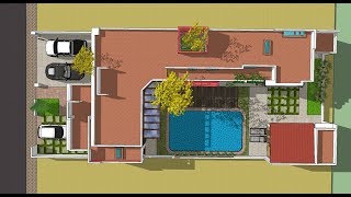 PLANO DE CASA EN forma de L 15X35 METROS  Proyecto de ARquitectura Moderna [upl. by Woolcott]