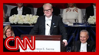 Comedian Jim Gaffigan takes aim at Donald Trump and Kamala Harris at Al Smith dinner [upl. by Annamarie]