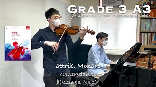 Grade 3 A3  attrib Mozart  Contredanse  ABRSM Violin Exam 20202023  Heywood Mok amp Stephen Fung [upl. by Dnalyr]