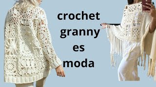 crochet 4 granny square cardigan principiantes beginner granny 1 [upl. by Crandall409]