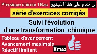 série dexercices suivi lévolution dune transformation chimique 1bac💪tableau davancement et Xmax👍 [upl. by Hyatt]