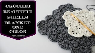 How To Crochet A Beautiful Shells Blanket In One Color  How to crochet a blanket  Shells Stitch [upl. by Fabiolas]