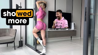 4K💖Kate Leksa⚽️Messi Inter Miami uniform  Try On Haul Bodyart Bodysuit Transparent See Through [upl. by Brookes]