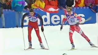 Nordic World Ski Championships Ramsau 1999 Mens Relay Hoffmann AUT vs Alsgaard NOR [upl. by Japha]