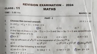 11th MathematicsSecond revision exam 2024Question paper and answer key [upl. by Animrelliug]