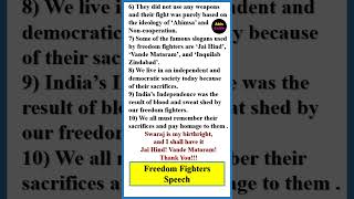 Freedom fighters speech in English  10 lines on Freedom Fighters in English Freedom fighters Essay [upl. by Karlik]