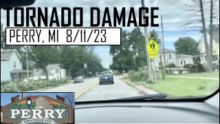 Perry Michigan Tornado 81123  Drive through tornado storm damage aftermath [upl. by Emmeline]