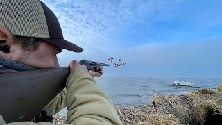 Diver DUCK HUNTING a BIG WATER lake In The FOG [upl. by Ahtnama]