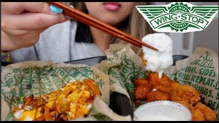 ASMR WINGSTOP VOODOO FRIES HAWAIIAN AND LEMON PEPPER WINGS [upl. by Aihtenyc]