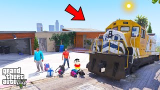 Franklin and Shinchan Enjoy Train Jo Journey From Los Santos TO Factory in GTA V [upl. by Ellehcim428]