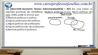 QUESTÃO 11  RACIOCÍNIO LÓGICO  ESAF  Professor Joselias [upl. by Nawad]