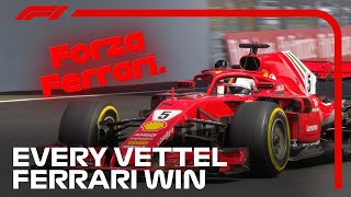 All Sebastian Vettels Ferrari Wins  Team Radio Best Bits [upl. by Haerdna]