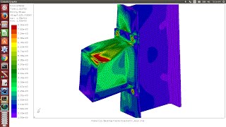 CalculiX Launcher 3beta Steel Bracket bolted connection [upl. by Loux]