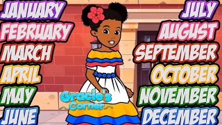 Months Of The Year  English amp Spanish  Gracie’s Corner Lyrics [upl. by Itsirhc]