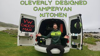 MICRO CAMPER KITCHEN  STAINLESS STEEL  VW Caddy Maxi Barn Doors  Van Tour Campervan Vanlife RV [upl. by Supat]