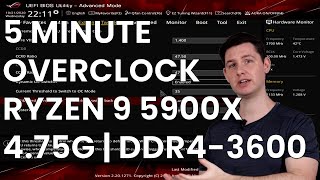 5 Minute Overclock Ryzen 9 5900X to 4750 MHz [upl. by Nwadrebma]