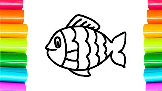 Fish Drawing for kids  fish drawing for beginners  how to draw fish [upl. by Lussi]