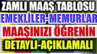 Zamlı Maaş Tablosu  Emekliler Memurlar Detaylı Açıklamalı Maaşınızı Öğrenin [upl. by Notslah]