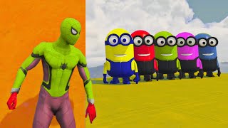 GTA 5 Crazy Ragdolls RED SPIDERMAN VS YELLOW MINION VS RED MINION Euphoria Physics and Funny Fails [upl. by Akiwak603]