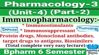 Immunopharmacology। Immunostimulants।Immunosuppressant।Protein drugs।Biosimilar।Pharmacology Bph6sem [upl. by Urias]