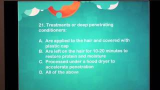 19 Cosmetology TEST shampooing draping conditioning 30 questions [upl. by Eudosia]