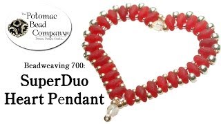 Make a SuperDuo Heart Pendant Beadweaving 700 [upl. by Aivle875]